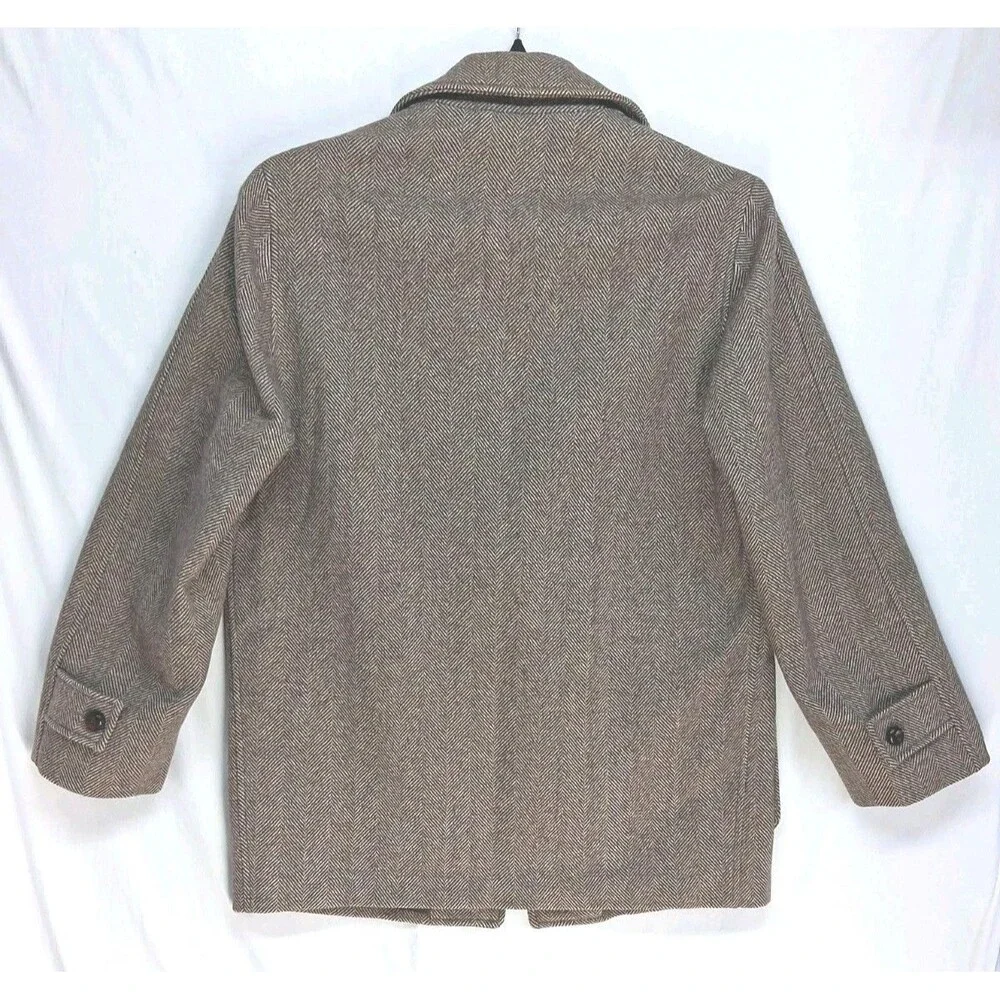 Vintage 50s Pendleton Mens Med Brown Herringbone Wool Jacket Winter Old Money